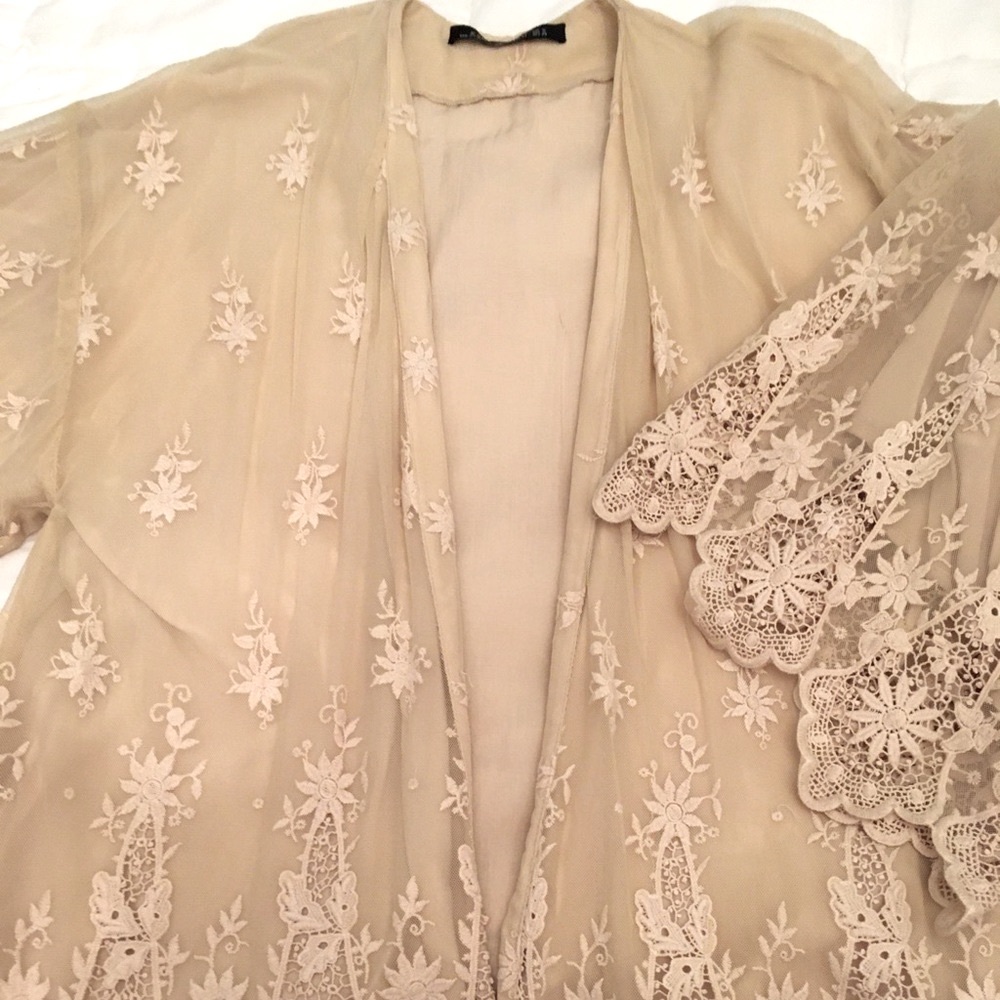 Zara Lace Kimono Jacket Size M - Picture 3 of 7